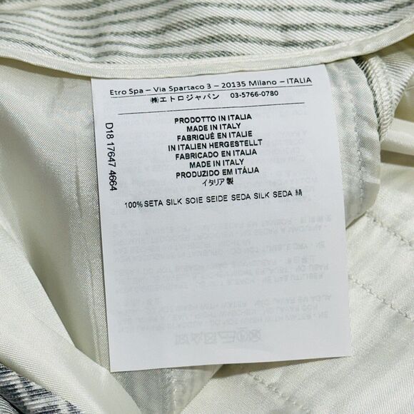 ETRO Women 42/US 6 Silk Wide Leg High Rise Aztec Ivory Gray Bandana NWT $1990 - Picture 8 of 12